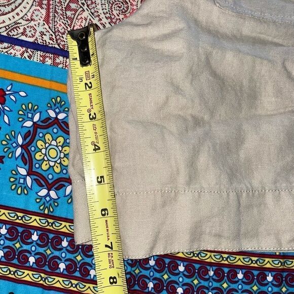 LIZ CLAIBORNE Liz wear khaki linen drawstring 4 pocket shorts - Picture 14 of 16